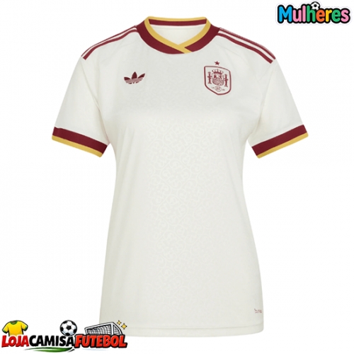 Camisa de Futebol Espanha Equipamento Secundário Mulheres Mundo 2026 Manga Curta
